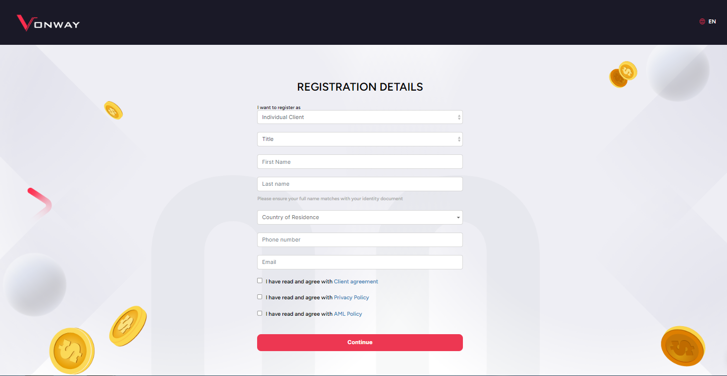 Vonway Account Opening Process