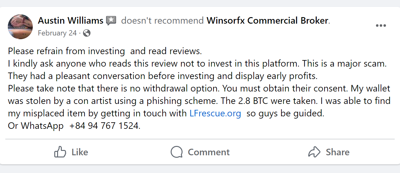 facebook review on winsorfx 1