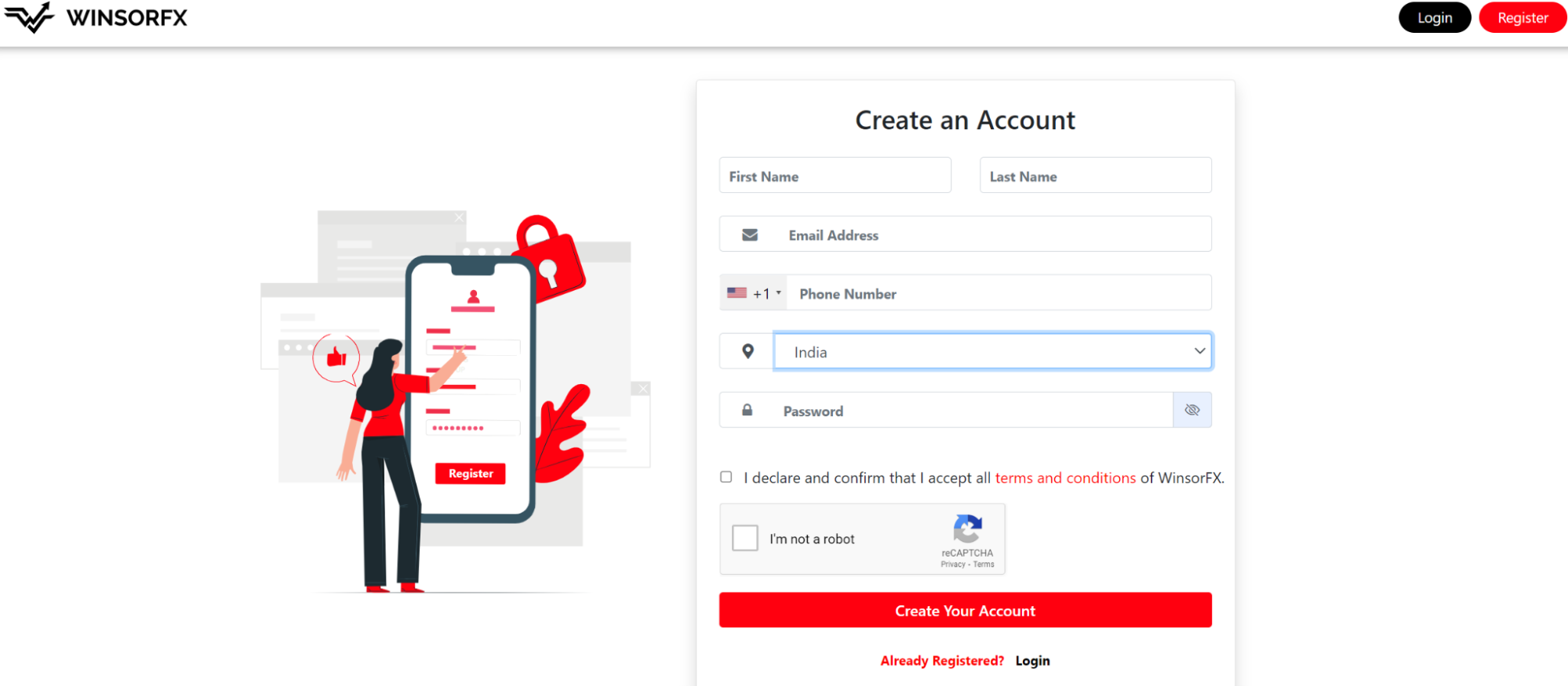 winsorfx signup process