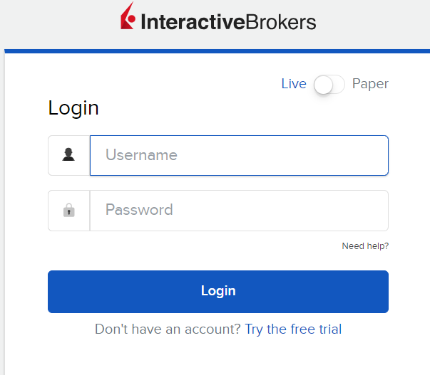 Interactive Brokers login page